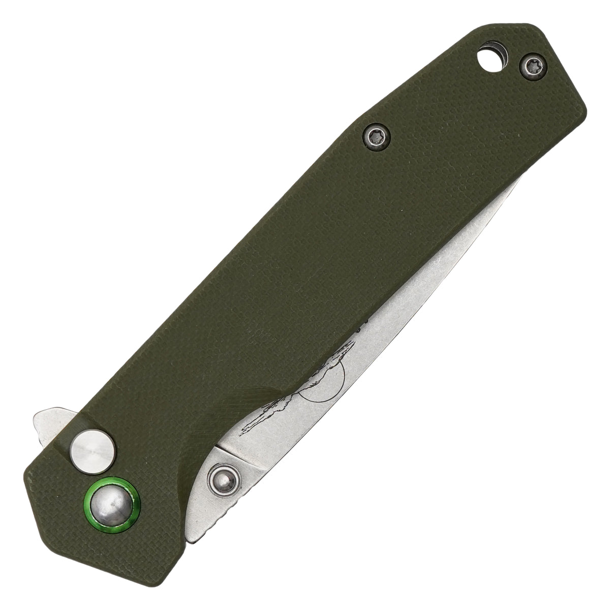 Buckshot Knives - 7" Green D2 Wolfpack | Ball Bearing Pocket Knife