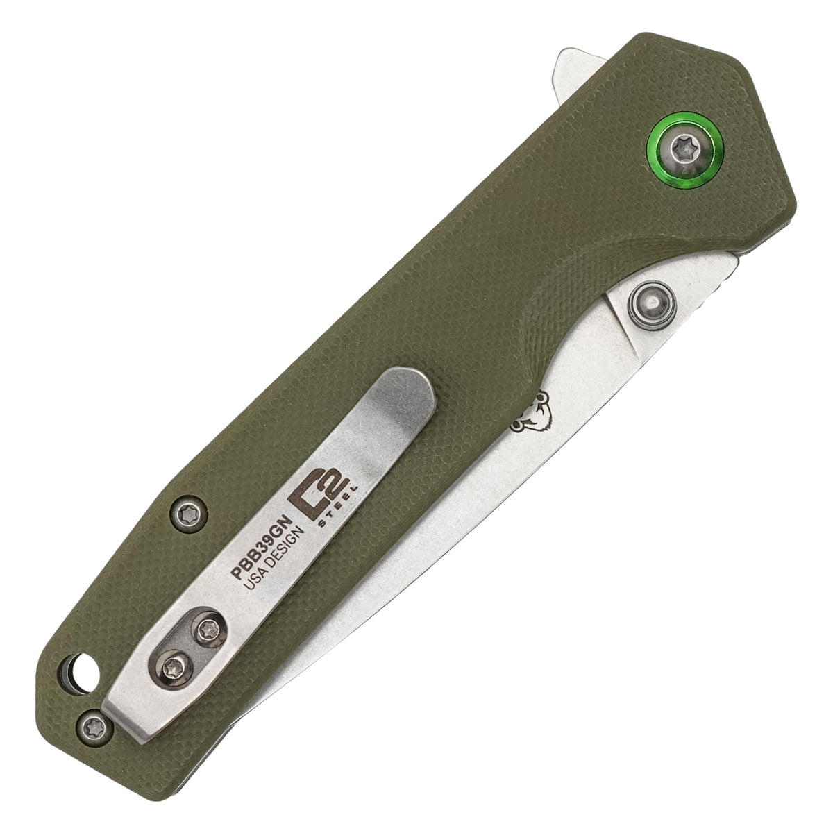 Buckshot Knives - 7" Green D2 Wolfpack | Ball Bearing Pocket Knife