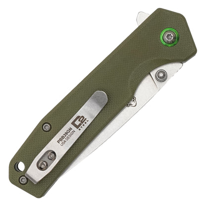 Buckshot Knives - 7" Green D2 Wolfpack | Ball Bearing Pocket Knife