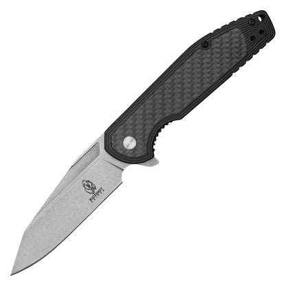 Buckshot Knives - 8.25" Black Carbon Fiber D2 Steel | Ball Bearing Pocket Knife