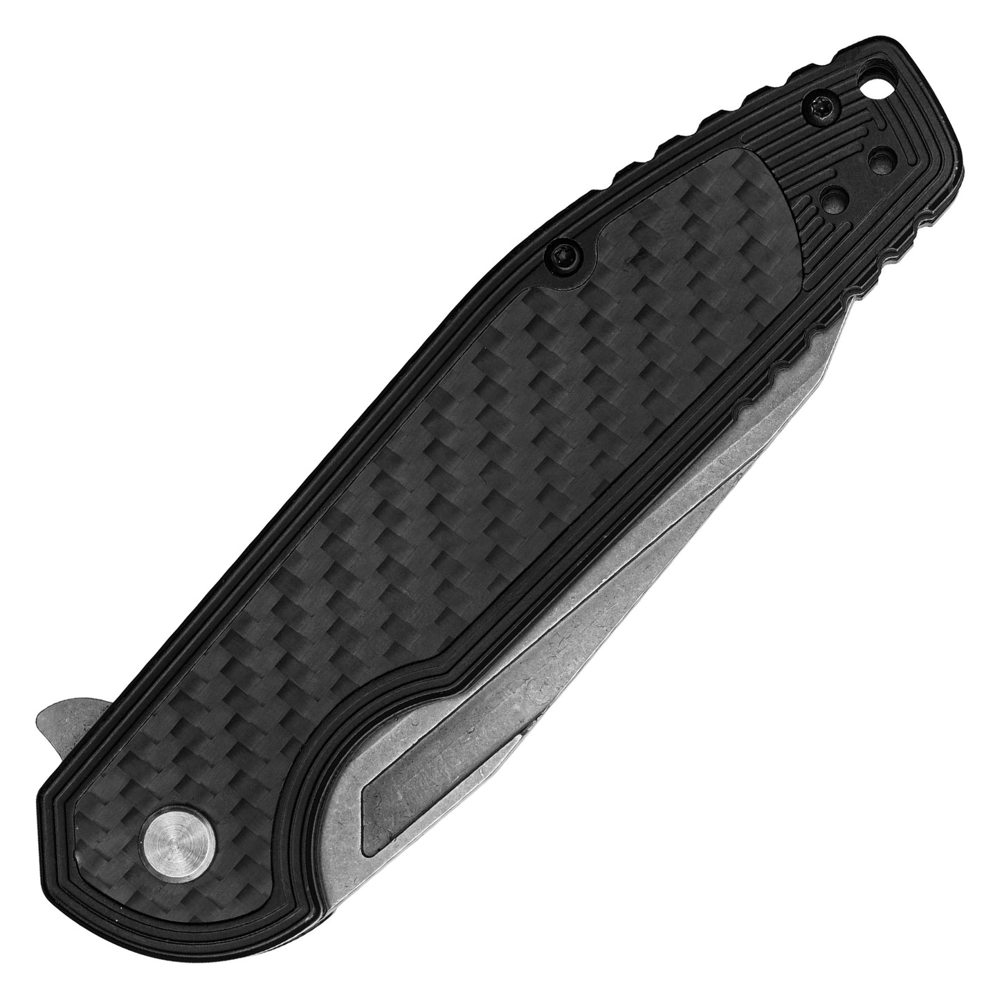 Buckshot Knives - 8.25" Black Carbon Fiber D2 Steel | Ball Bearing Pocket Knife