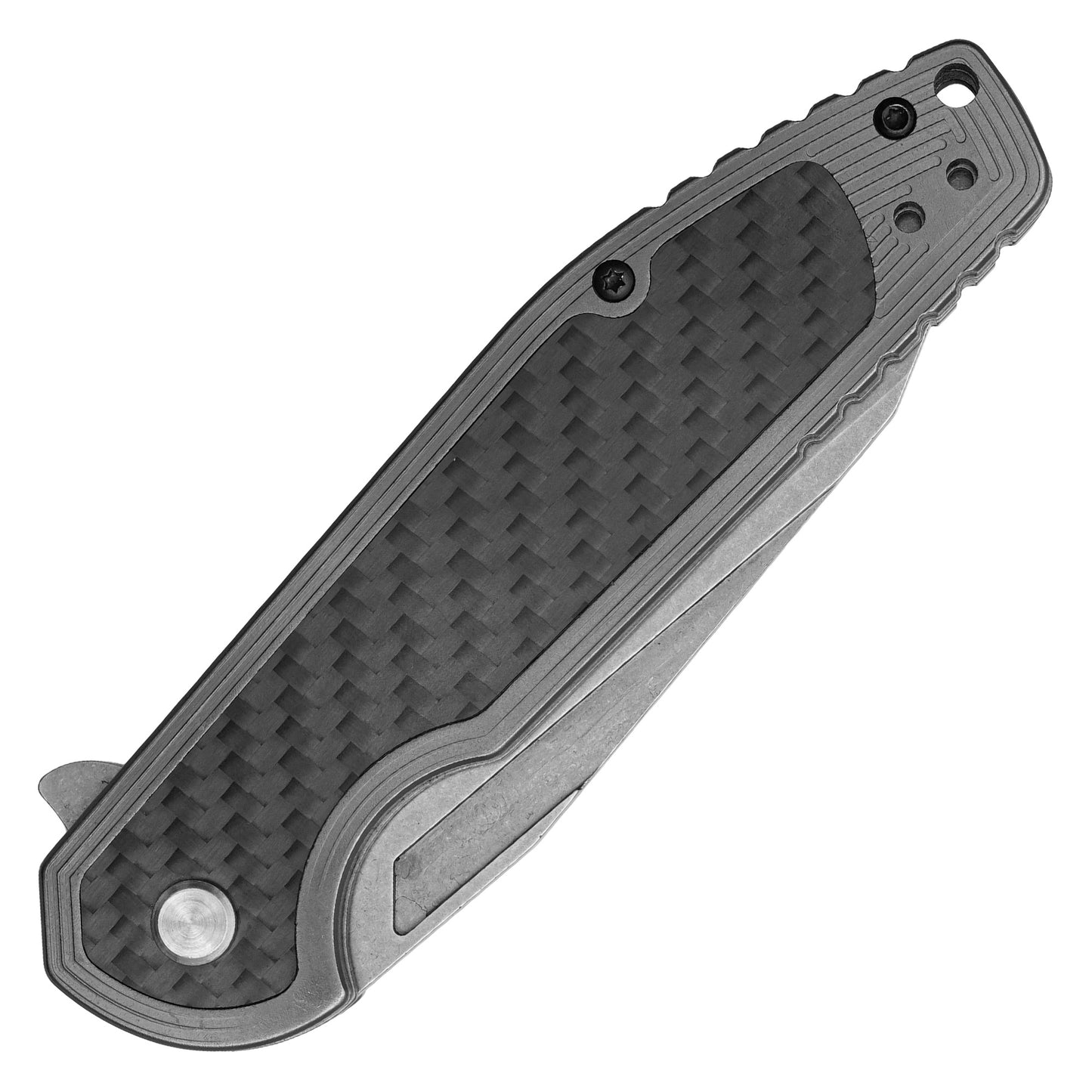 Buckshot Knives - 8.25" Gray Carbon Fiber D2 Steel | Ball Bearing Pocket Knife
