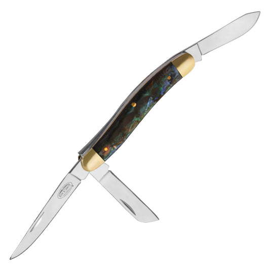 Buckshot 8" 3-Blade Black Opal Stockman Pocket Knife