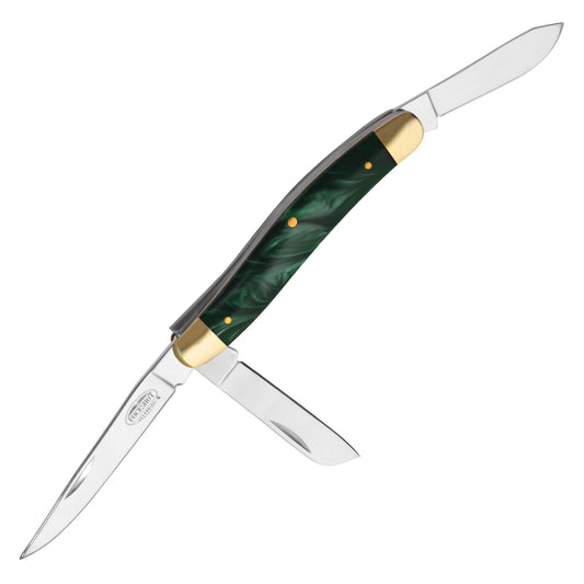 Buckshot 8" 3-Blade Marbled Green Stockman Pocket Knife
