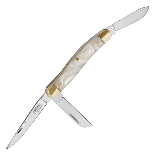 Buckshot 8" 3-Blade Marbled White Stockman Pocket Knife