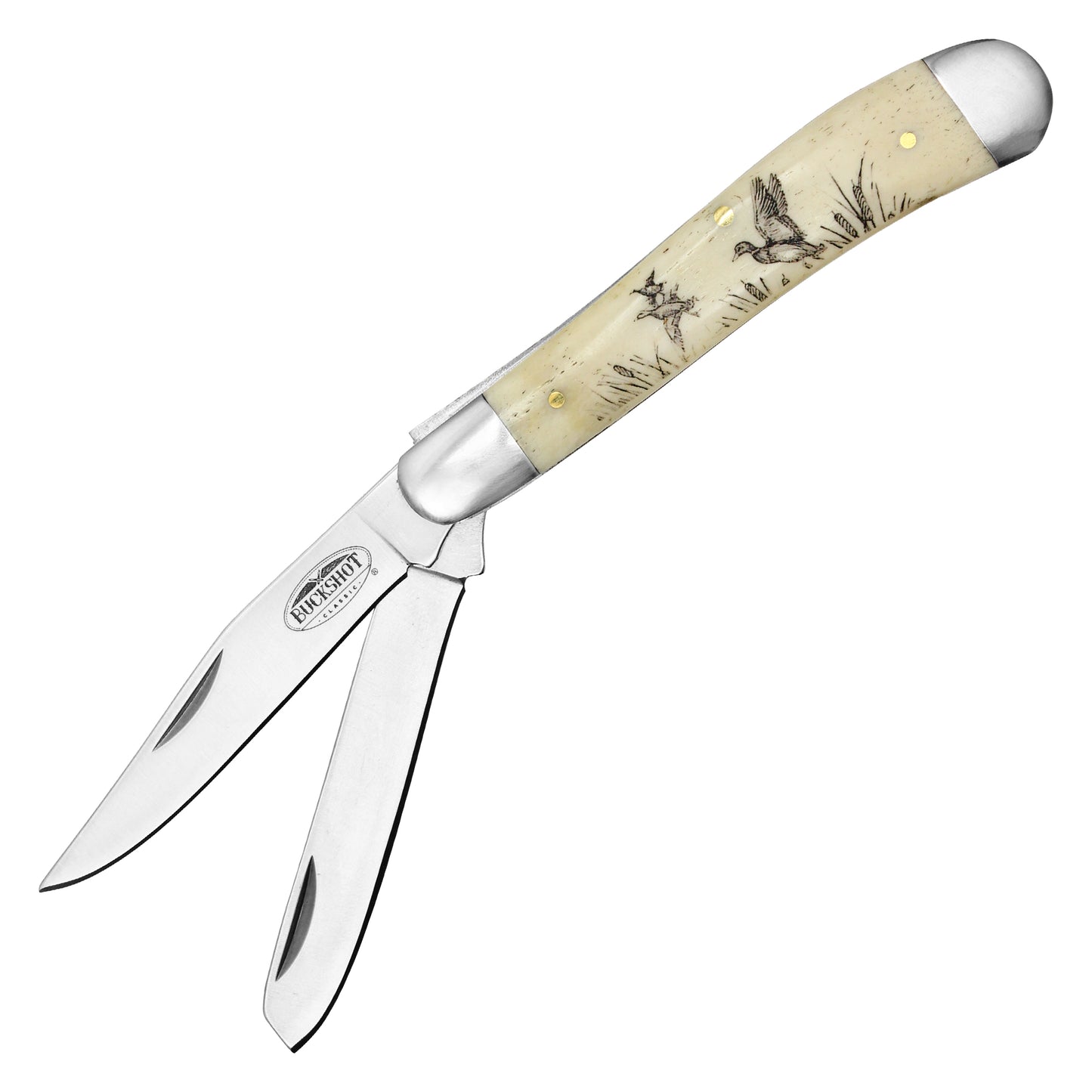 Buckshot Classic - 7" 2-Blade Wild Ducks Trapper Knife