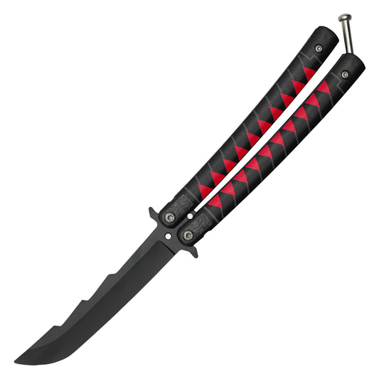 8.5” Black & Red Butterfly trainer | Tactical Folding Knife