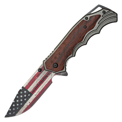 8.25” USA Wood | Spring Assisted Pocket Knife