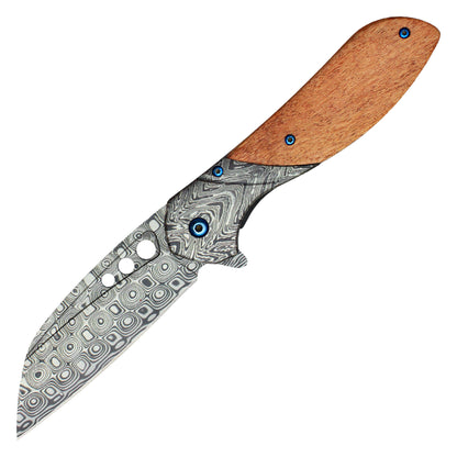 Buckshot - 8.25" Etched Damascus | Spring Assisted Pocket Knife