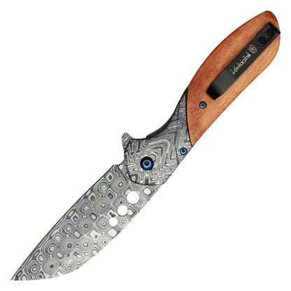 Buckshot - 8.25" Etched Damascus | Spring Assisted Pocket Knife