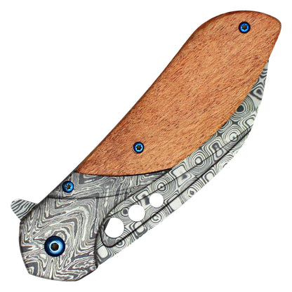 Buckshot - 8.25" Etched Damascus | Spring Assisted Pocket Knife