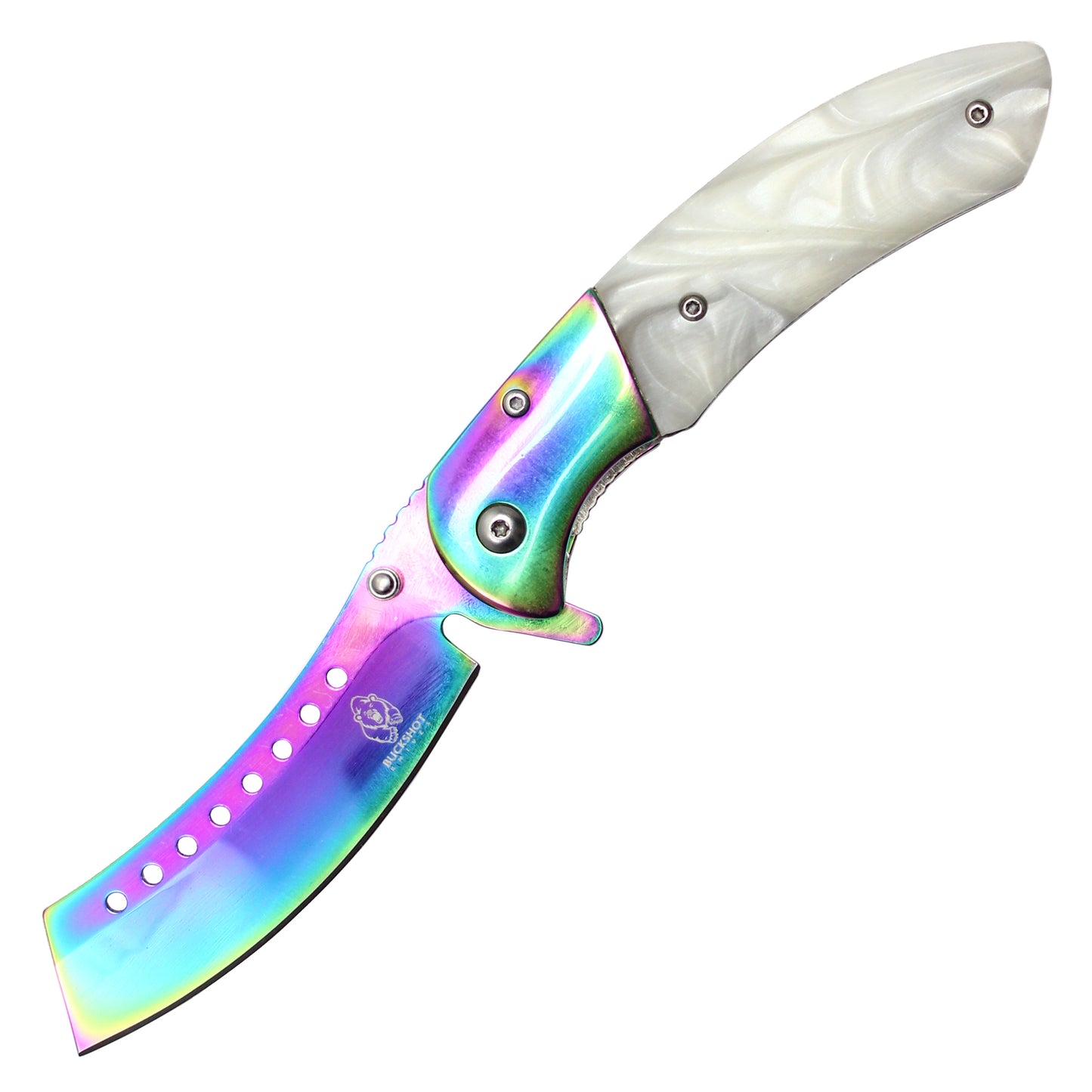 Buckshot Knives - 8" Rainbow Cleaver | Spring Assisted Pocket Knife