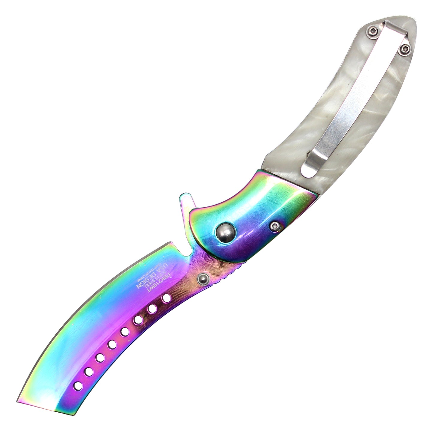 Buckshot Knives - 8" Rainbow Cleaver | Spring Assisted Pocket Knife