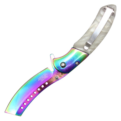 Buckshot Knives - 8" Rainbow Cleaver | Spring Assisted Pocket Knife