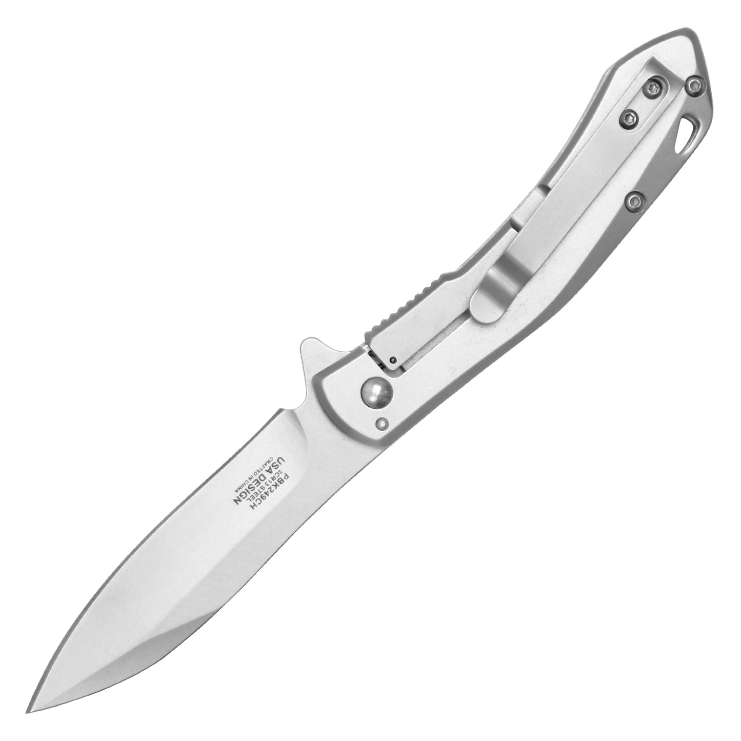 Buckshot Knives - 7.25" Silver | Spring Assisted Pocket Knife