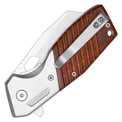 Buckshot Knives - 6.5" Wood 2-Tone Cleaver | Spring Assisted Pocket Knife