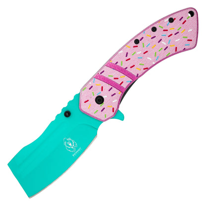 Buckshot Knives - 8" Pink Sprinkles | Spring Assisted Pocket Cleaver