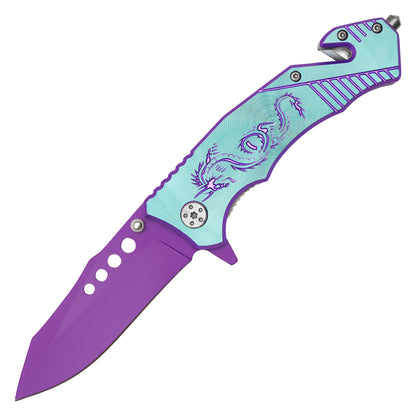 Wartech - 8" Purple Dragon | Spring Assisted Pocket Knife