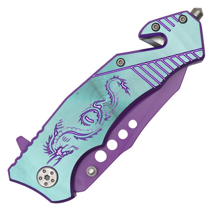 Wartech - 8" Purple Dragon | Spring Assisted Pocket Knife
