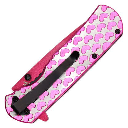 7.75" Pink Hearts Pocket Knife