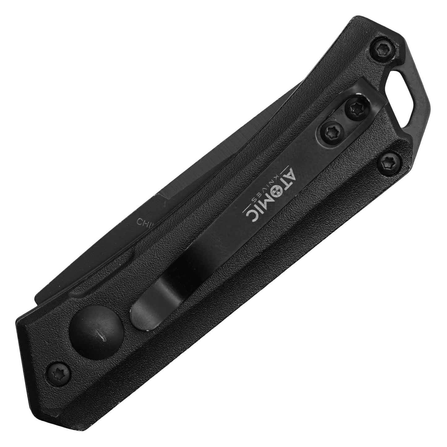 Atomic Knives - 5.25” Black | Push Button Pocket Knife