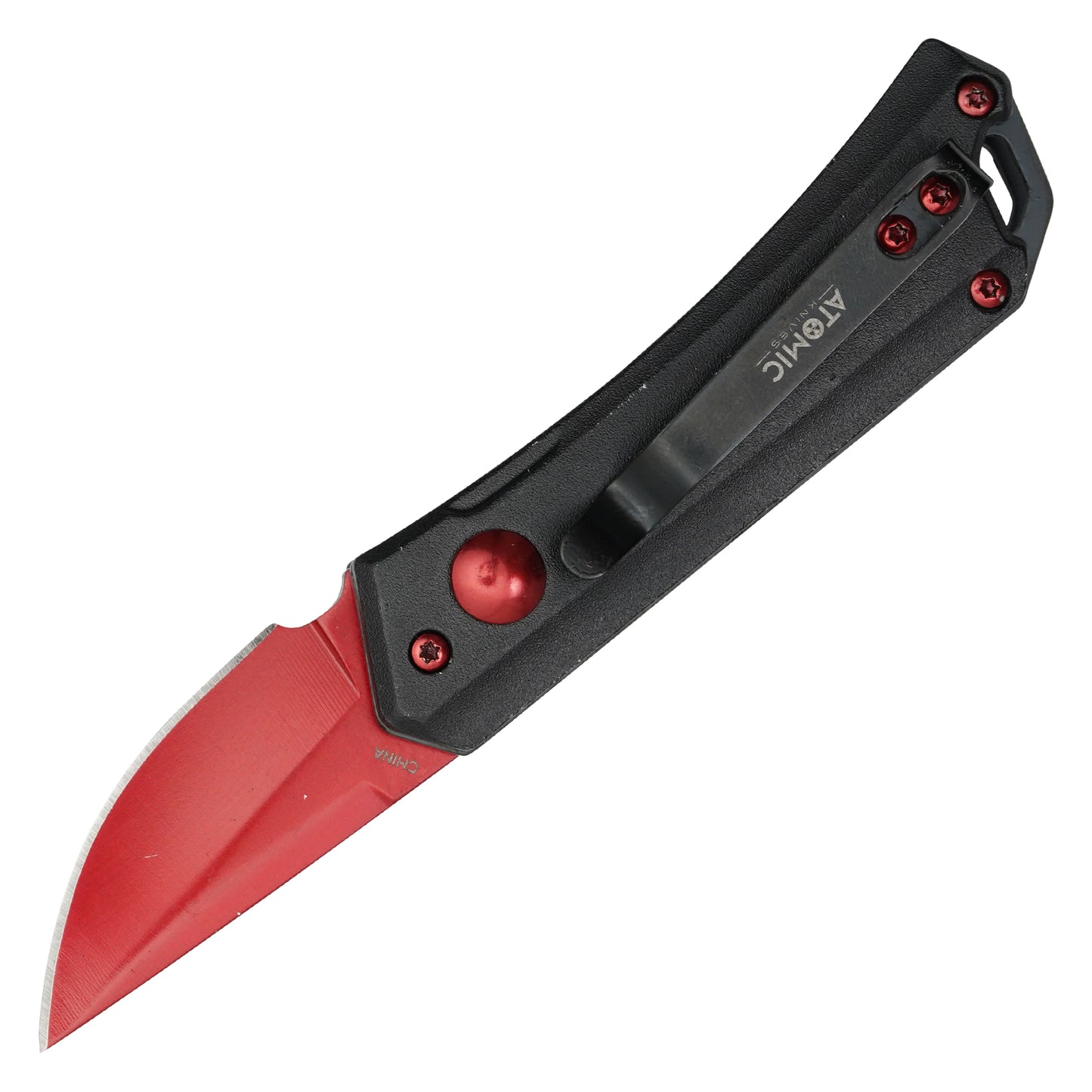 5.25” Red  Push Button Knife