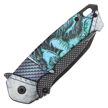 Wartech - 8" 3D Blue Dragon Pocket Knife