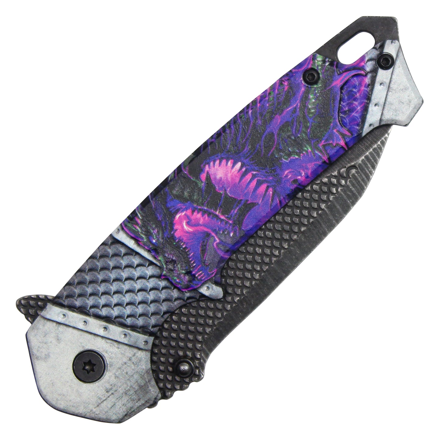 Wartech - 8" 3D Purple Dragon Pocket Knife