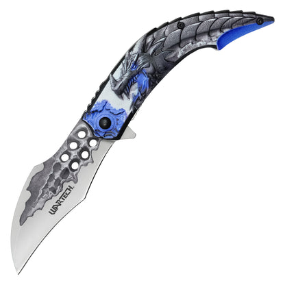 Wartech - 8" Blue 3D Dragon | Spring Assisted Pocket Knife