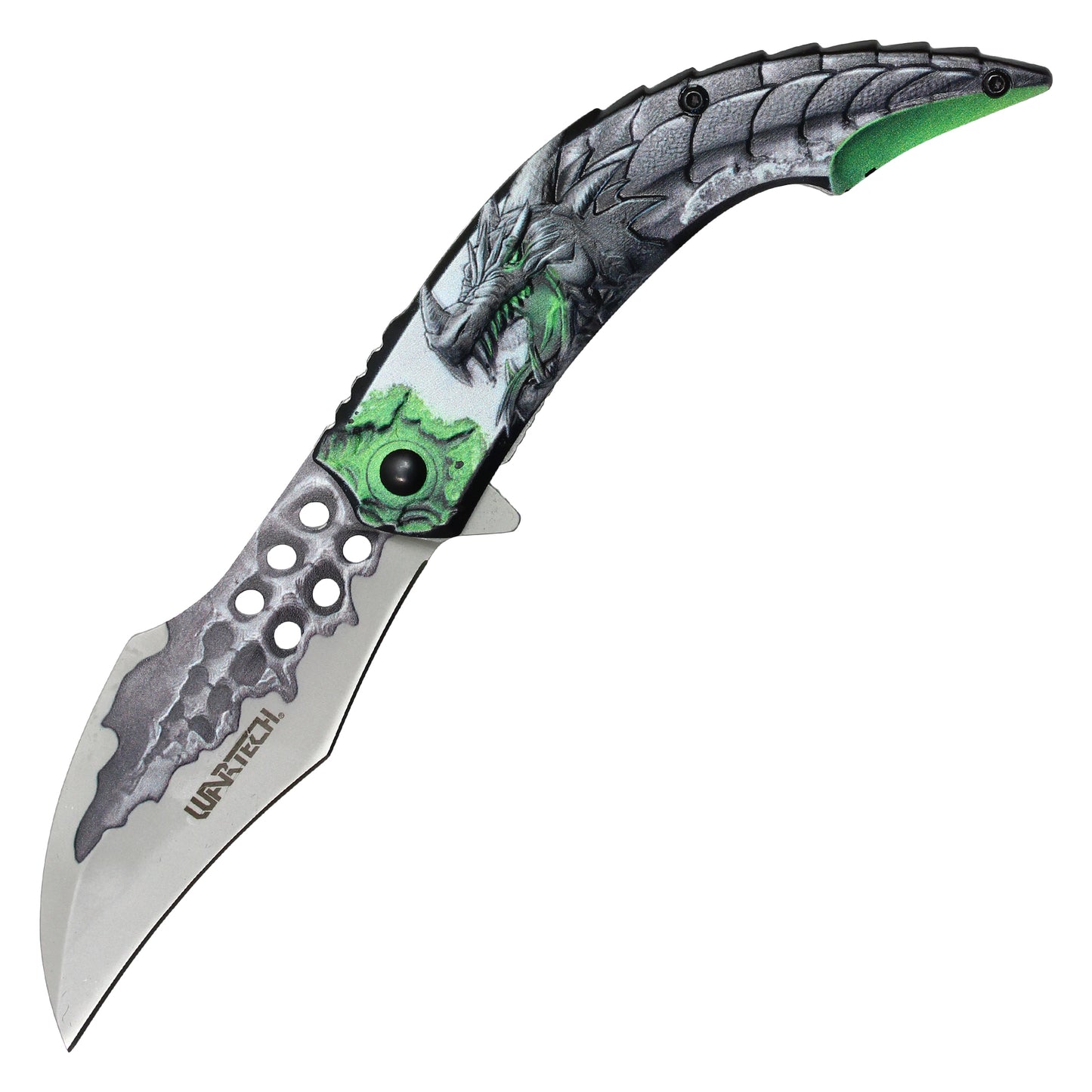 Wartech - 8" Green 3D Dragon | Spring Assisted Pocket Knife