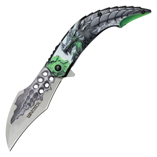 Wartech - 8" Green 3D Dragon Pocket Knife