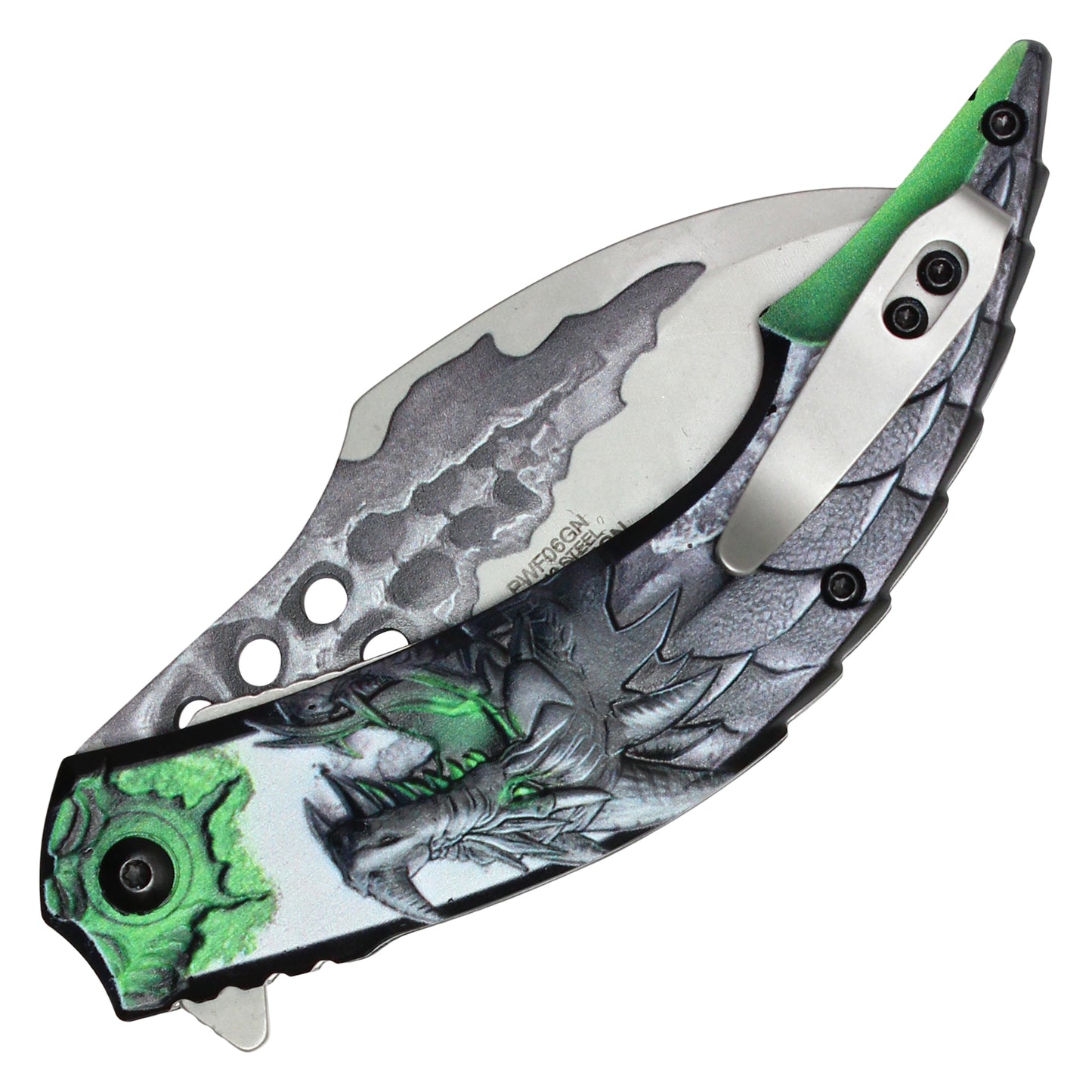 Wartech - 8" Green 3D Dragon | Spring Assisted Pocket Knife