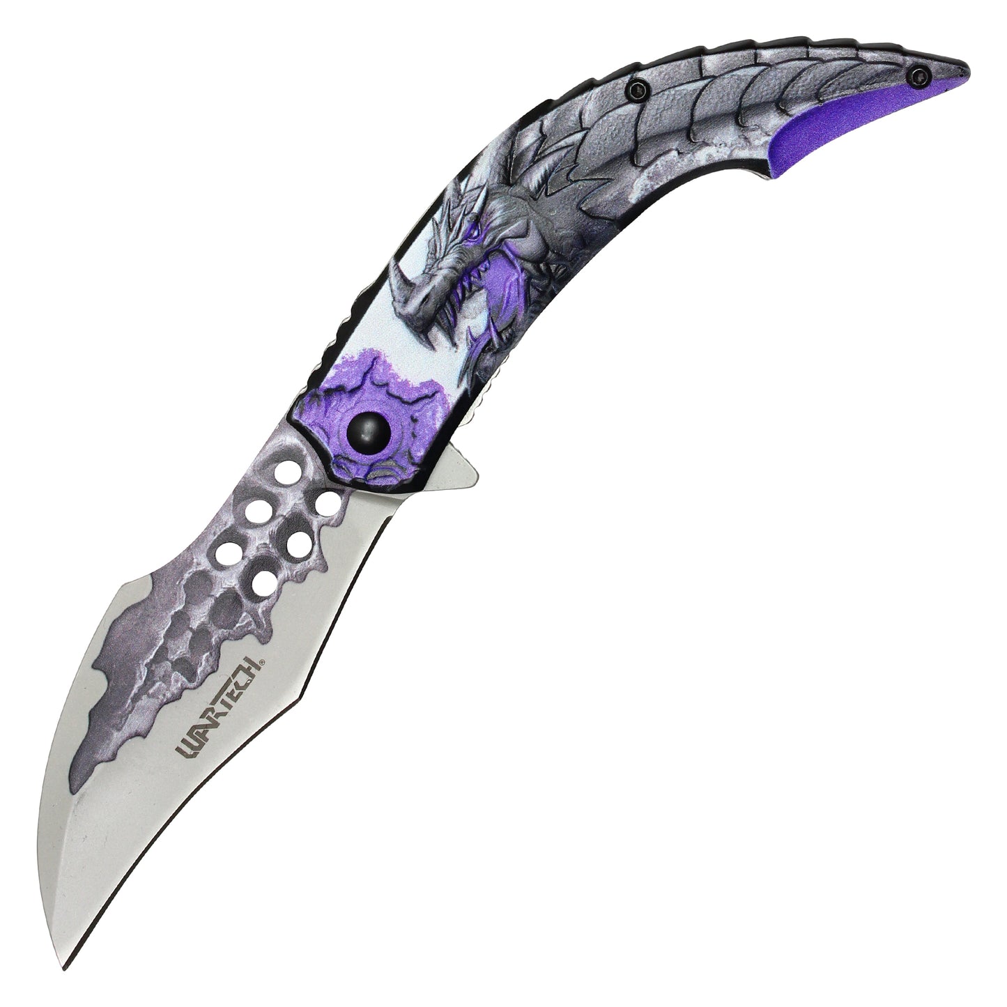 Wartech - 8" Purple 3D Dragon | Spring Assisted Pocket Knife