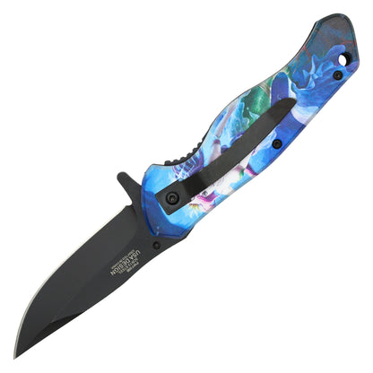 Wartech - 8"  Mermaid Print | Spring Assisted Pocket Knife