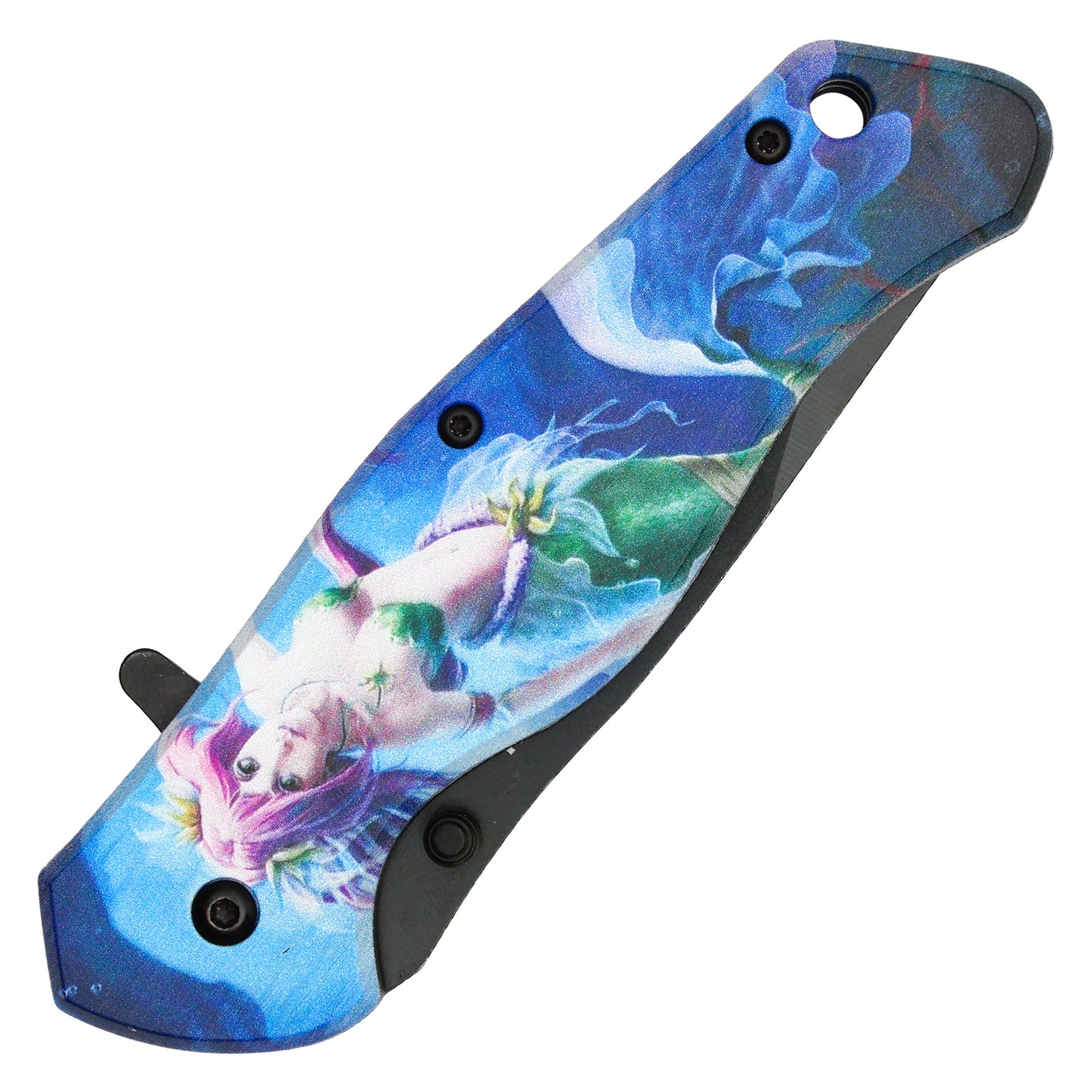 Wartech - 8"  Mermaid Print | Spring Assisted Pocket Knife