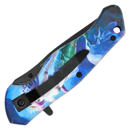 Wartech - 8"  Mermaid Print | Spring Assisted Pocket Knife