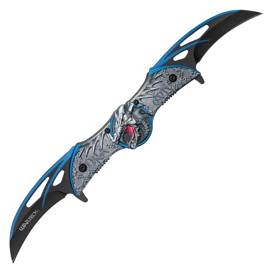 Wartech - 10.5” Blue Winged Dragon | Dual Blade Spring Assisted Pocket Knife