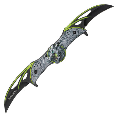 Wartech - 10.5” Green Winged Dragon | Dual Blade Spring Assisted Pocket Knife