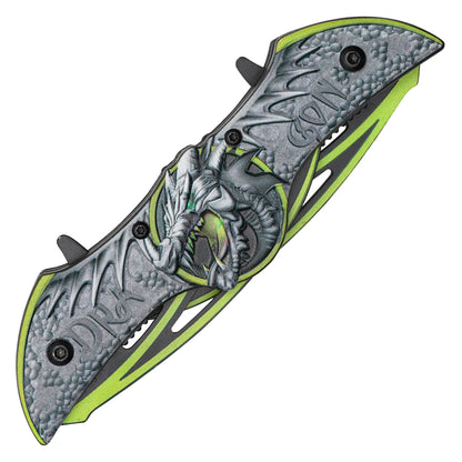 Wartech - 10.5” Green Winged Dragon | Dual Blade Spring Assisted Pocket Knife