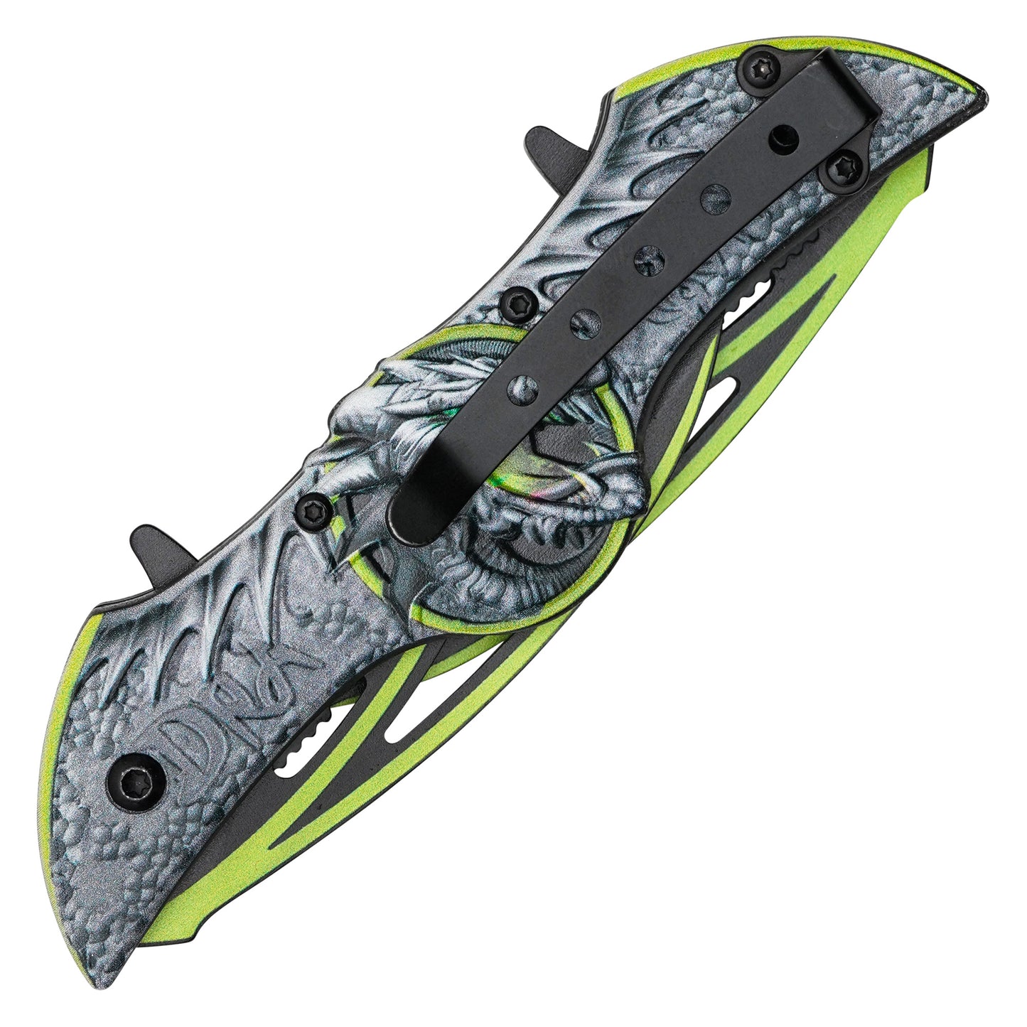 Wartech - 10.5” Green Winged Dragon | Dual Blade Spring Assisted Pocket Knife