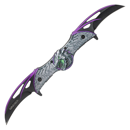 Wartech - 10.5” Purple Winged Dragon | Dual Blade Spring Assisted Pocket Knife