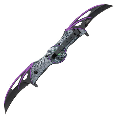 Wartech - 10.5” Purple Winged Dragon | Dual Blade Spring Assisted Pocket Knife