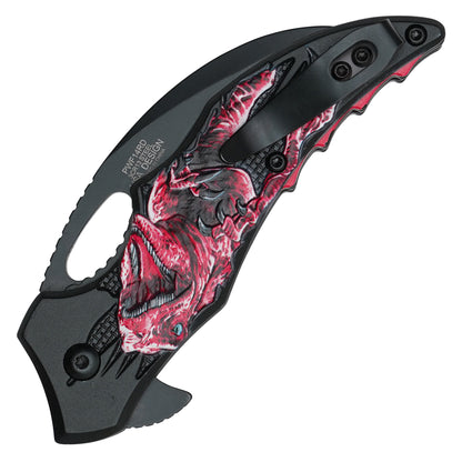 Wartech - 7” Red T-Rex | Spring Assisted Pocket Knife