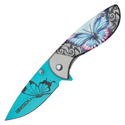 Wartech - 7” Blue Butterfly | Spring Assisted Pocket Knife