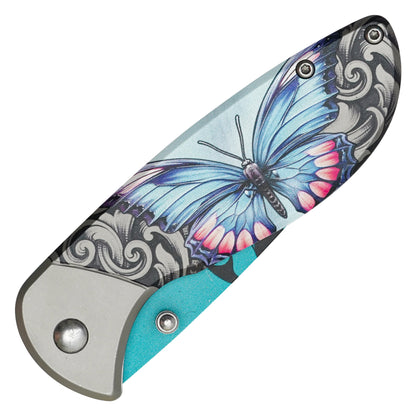 Wartech - 7” Blue Butterfly | Spring Assisted Pocket Knife