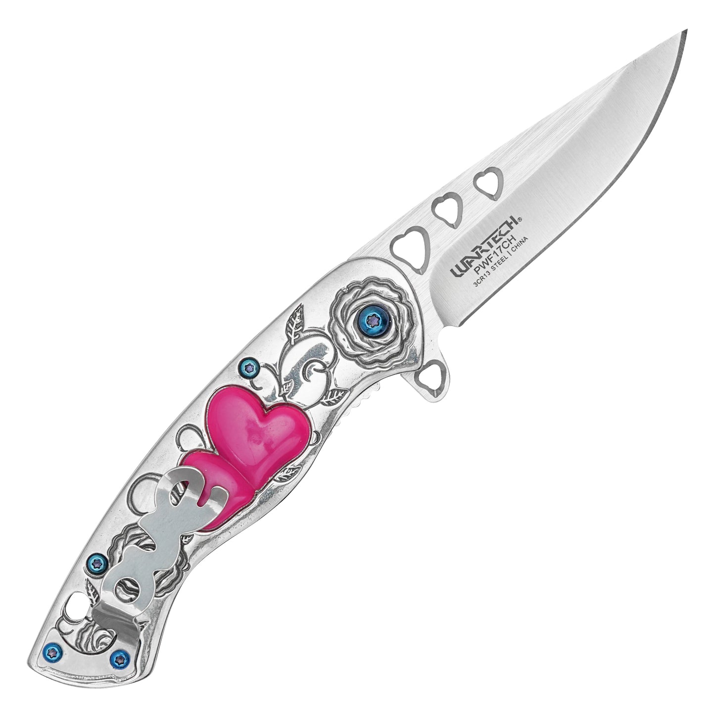 Wartech - 7" Chrome Love | Spring Assisted Pocket Knife