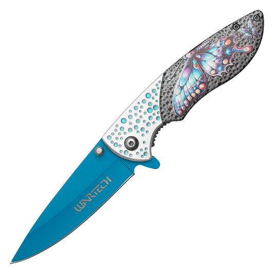 Wartech – 8" Dotted Blue Butterfly | Spring Assisted Pocket Knife