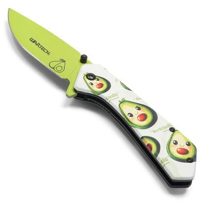 Wartech - 7.75" Happy Avocado Print | Spring Assisted Pocket Knife