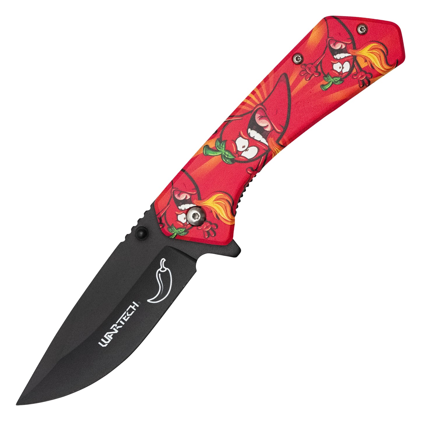 Wartech - 7.75" Blazing Pepper Print | Spring Assisted Pocket Knife