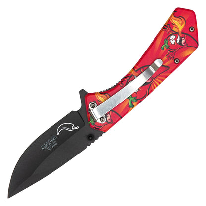 Wartech - 7.75" Blazing Pepper Print | Spring Assisted Pocket Knife